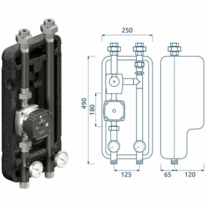 Pumpengruppe Für Heizung Grundfos Pumpe 1″Hocheffizienzpumpe 25/70 Hocheffizienzpumpe Dämmschalen 9